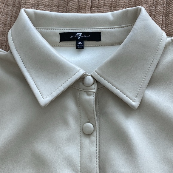 7 for all mankind cream color faux leather jacket/coat trench coat size XS - NWT - Picture 3 of 7